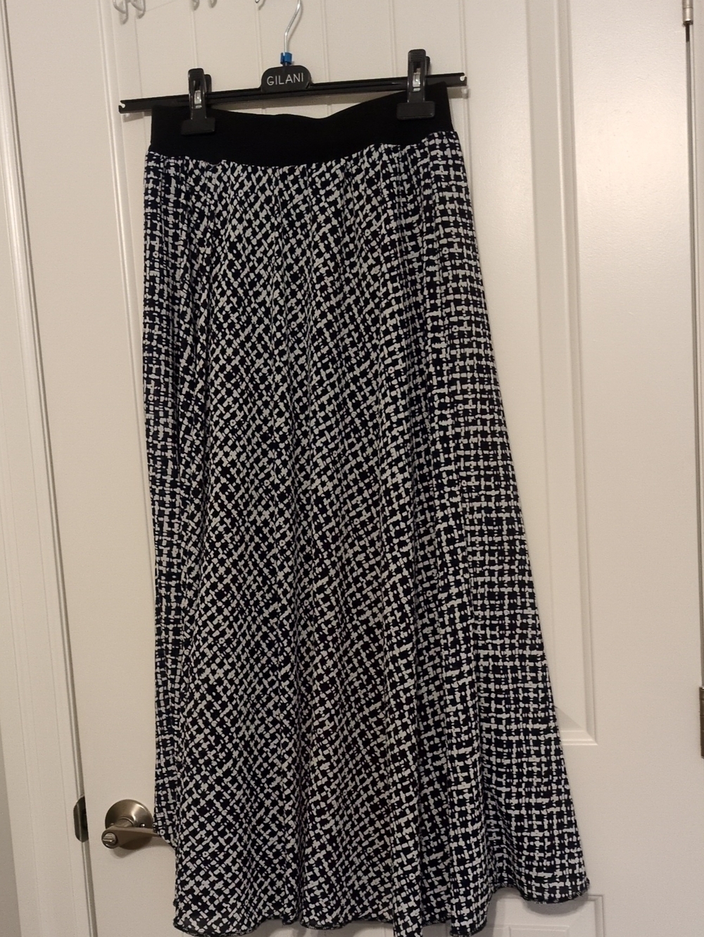 Navy & White Patterned Maxi Skirt